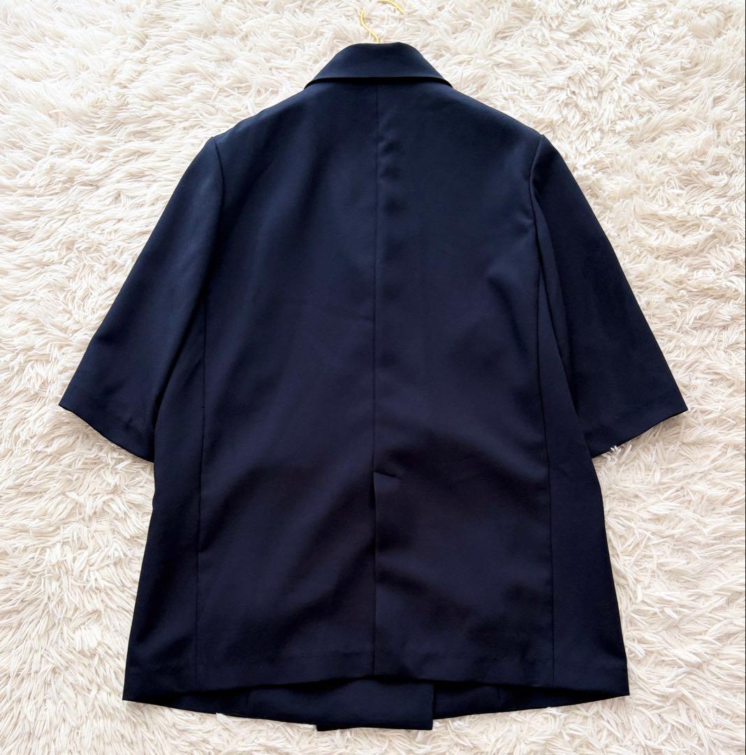 【極美品✨】PLSTプレミアムオックスハーフスリーブジャケット ネイビーS洗える