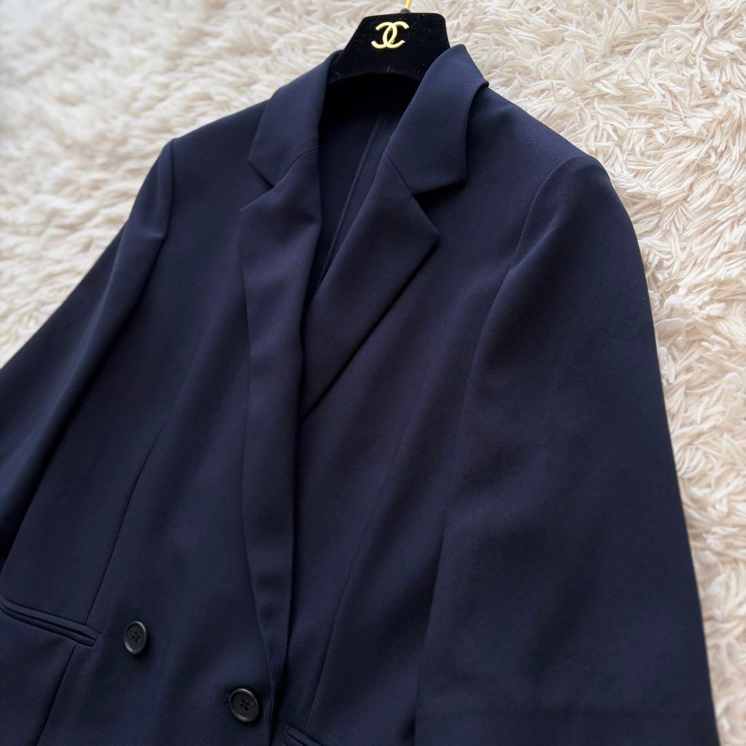 【極美品✨】PLSTプレミアムオックスハーフスリーブジャケット ネイビーS洗える