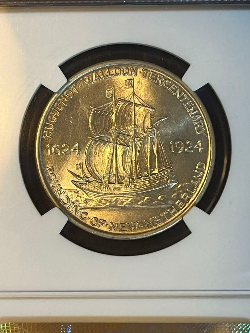 『NGC MS64』ユグノー教徒300周年記念ハーフダラー銀貨（1924年）