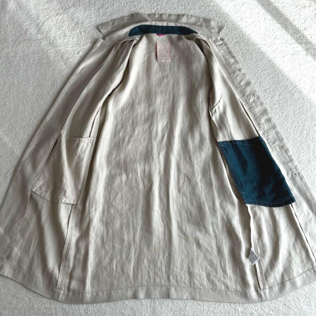 美品 パラスパレス リネンステンカラーコート 21春のよそおい 比翼ボタン 3
