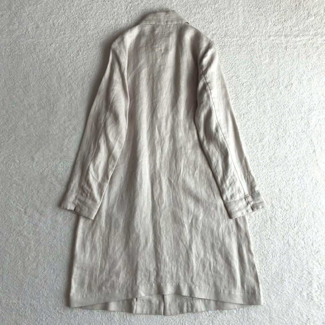 美品 パラスパレス リネンステンカラーコート 21春のよそおい 比翼ボタン 3
