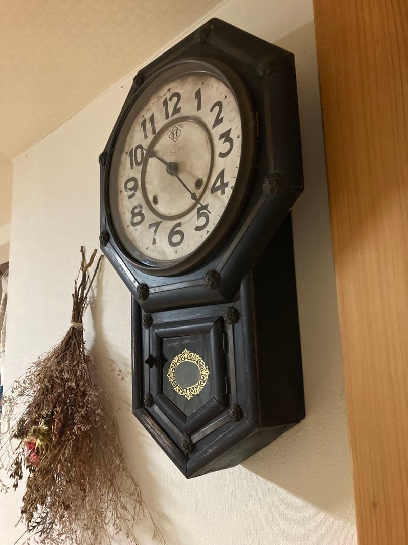 昭和レトロ SEIKOSHAゼンマイ式振り子時計 稼働品 掛け時計 ②