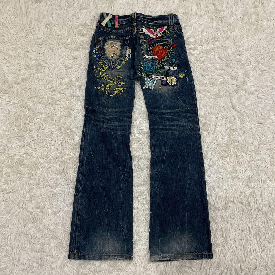 RED PEPPER デニム　ジーンズ　パンツ　フレア　ブーツカット　刺繍