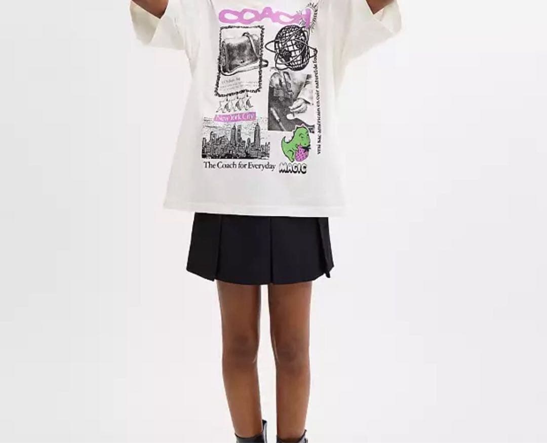 ビリたけ【新品本物】COACHコーチグラフィックTシャツオーガニックコット