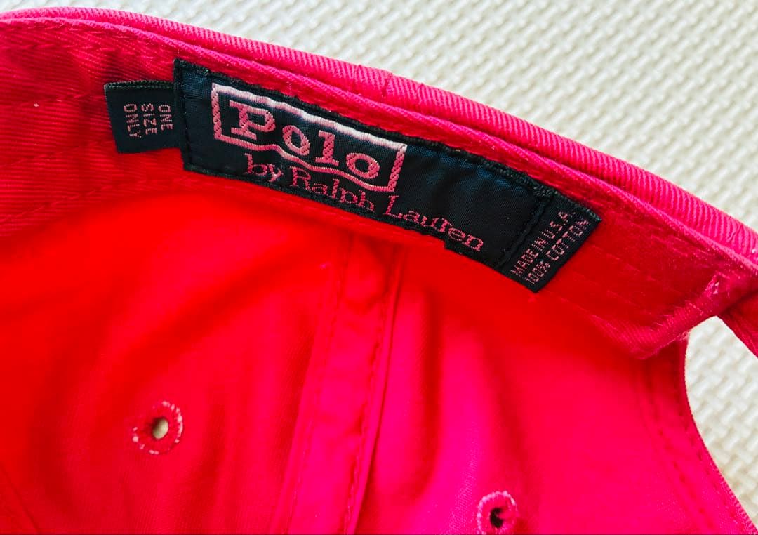 や*み様 Ralph Lauren ピンク　スクリプト　キャップ　90s USA