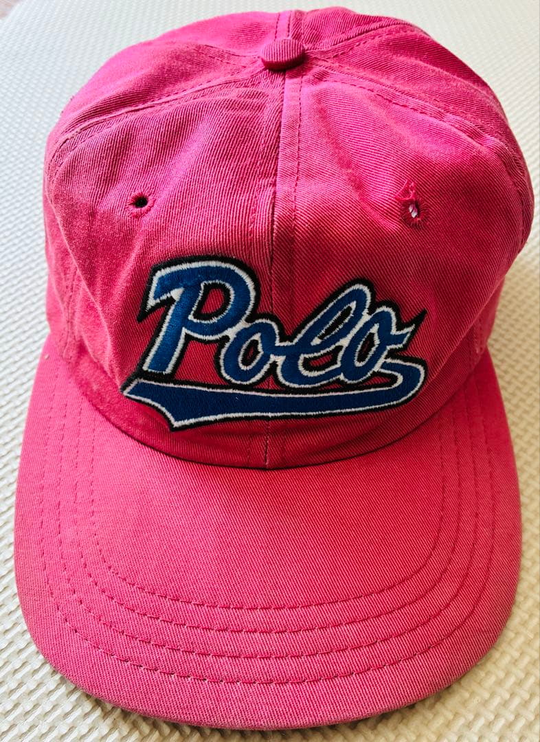 や*み様 Ralph Lauren ピンク　スクリプト　キャップ　90s USA