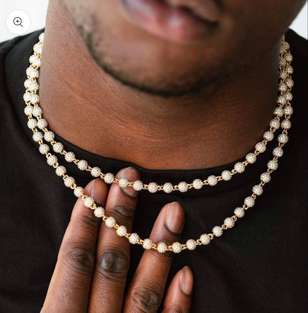 GlitterIced Out Ball Necklace 4mm GOLD 金