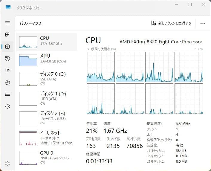 デスクトップPC AMD FX8320 ＋SSD＋HDD＋RAM8G WIN11