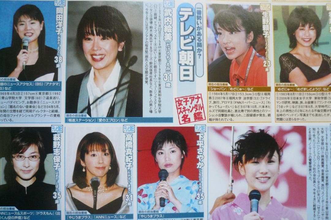 貴重！女子アナ経歴A44面つづり冊子 平井理央 青木裕子 鈴江奈々 裏面佐藤和沙