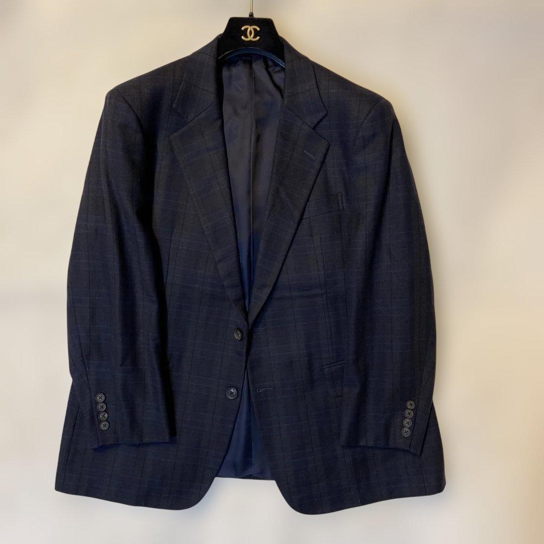 BURBERRYS vintageネイビーチェック　カシミヤテーラードジャケット