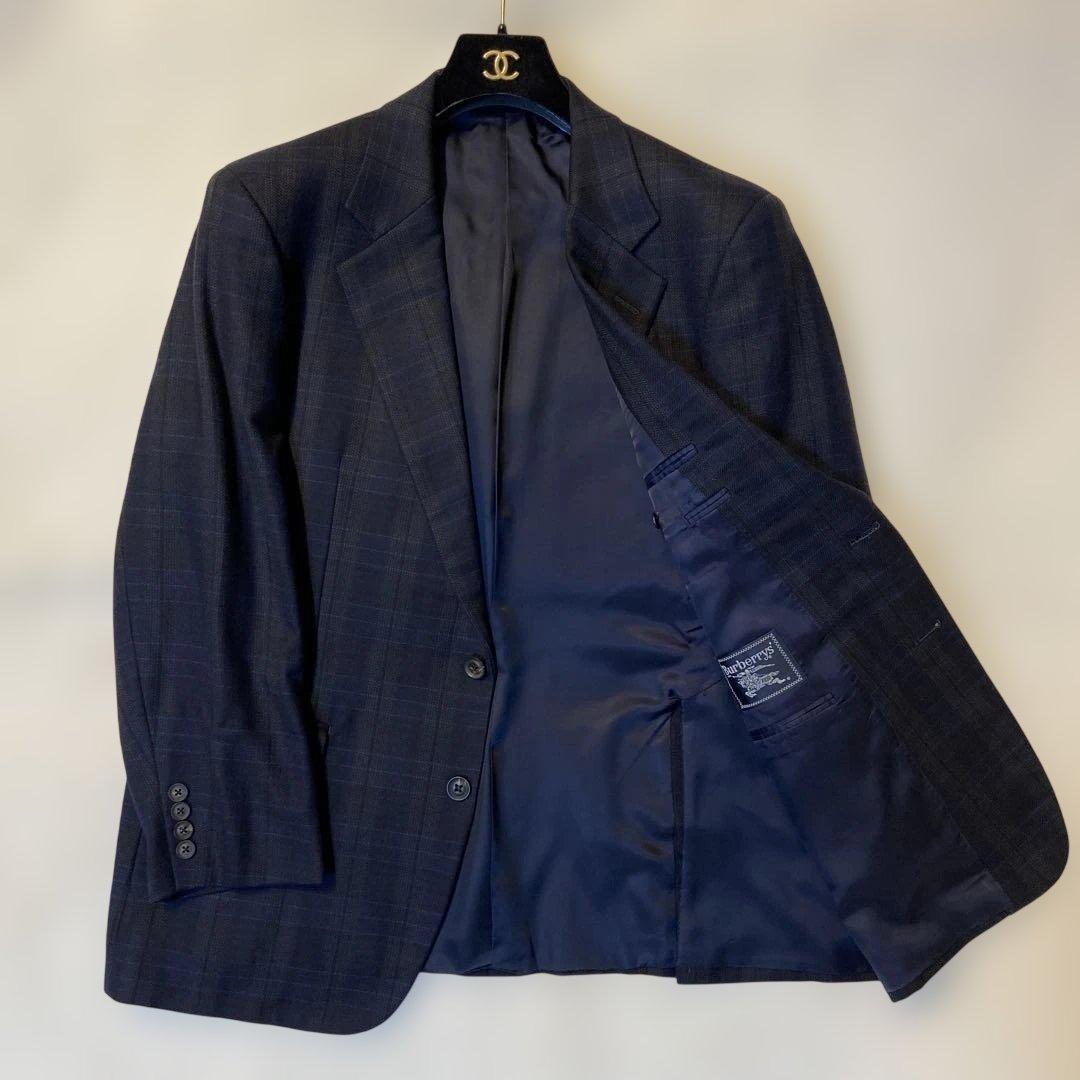 BURBERRYS vintageネイビーチェック　カシミヤテーラードジャケット