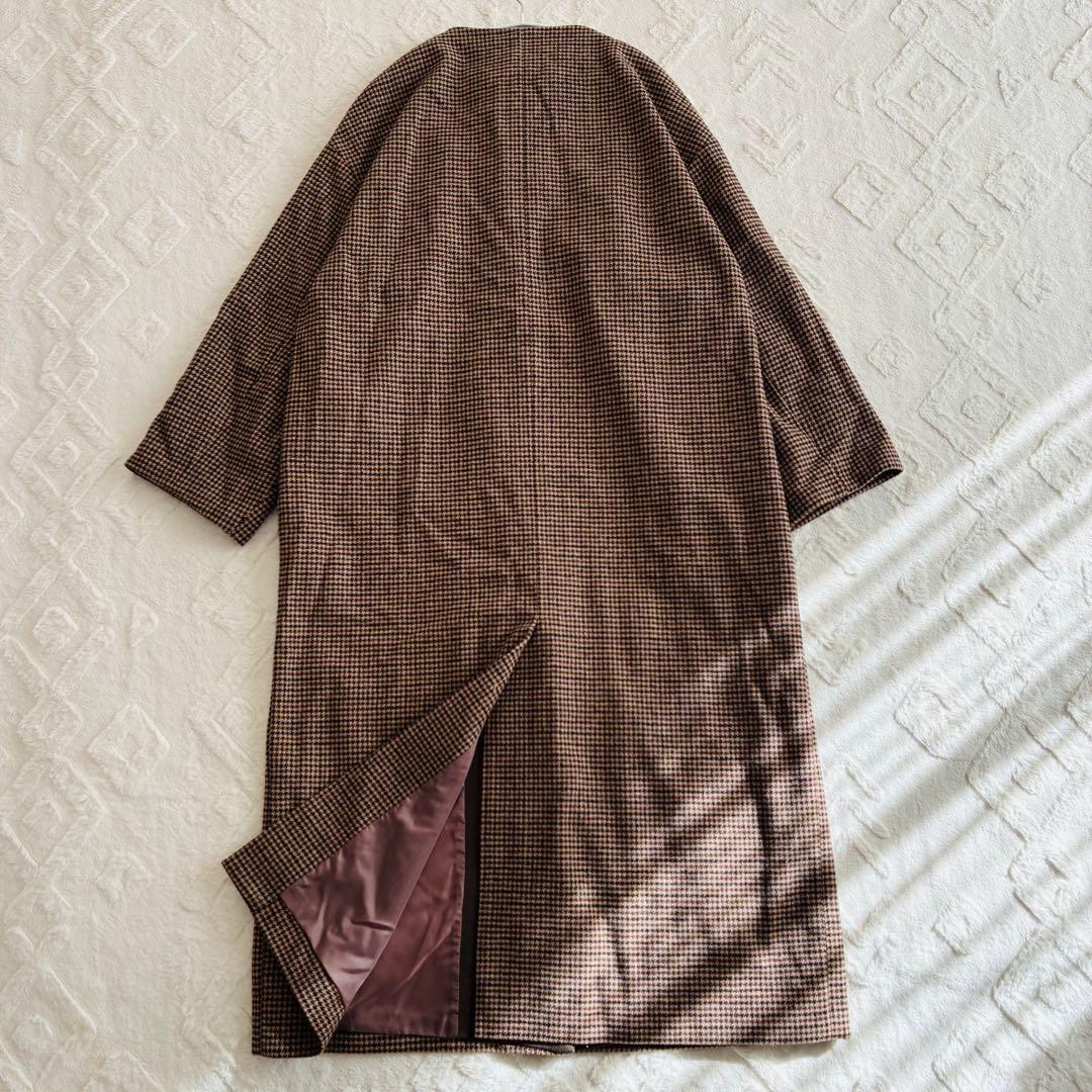ジャケット・アウター Eaphi no collar wool check coat