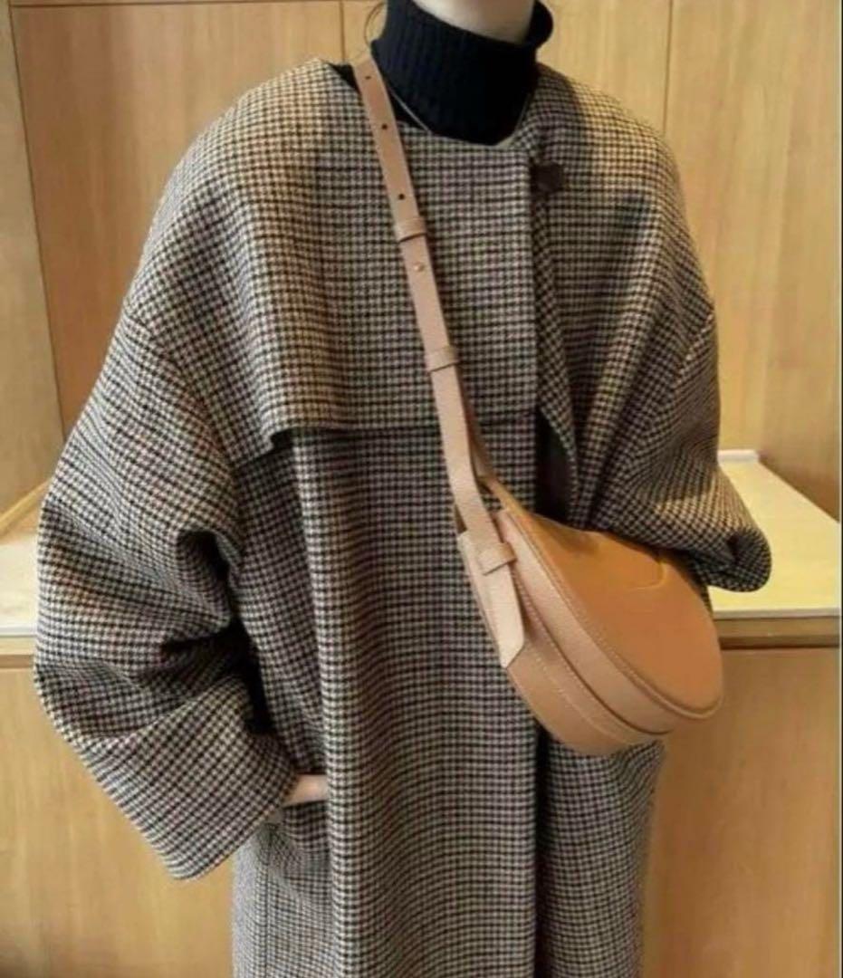 ジャケット・アウター Eaphi no collar wool check coat