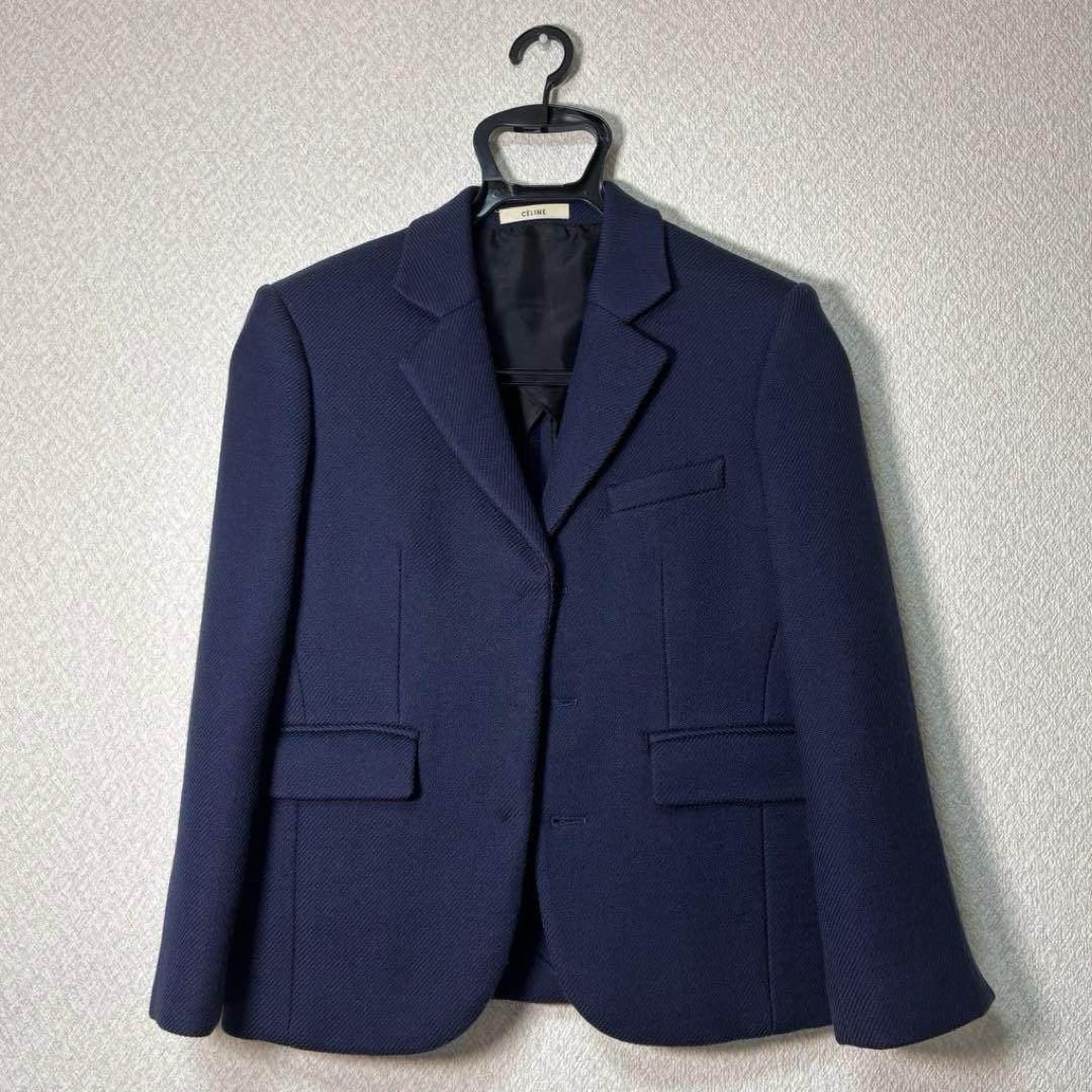 CELINE フィービー期 比翼 ミニマル テーラードジャケット ネイビー 36