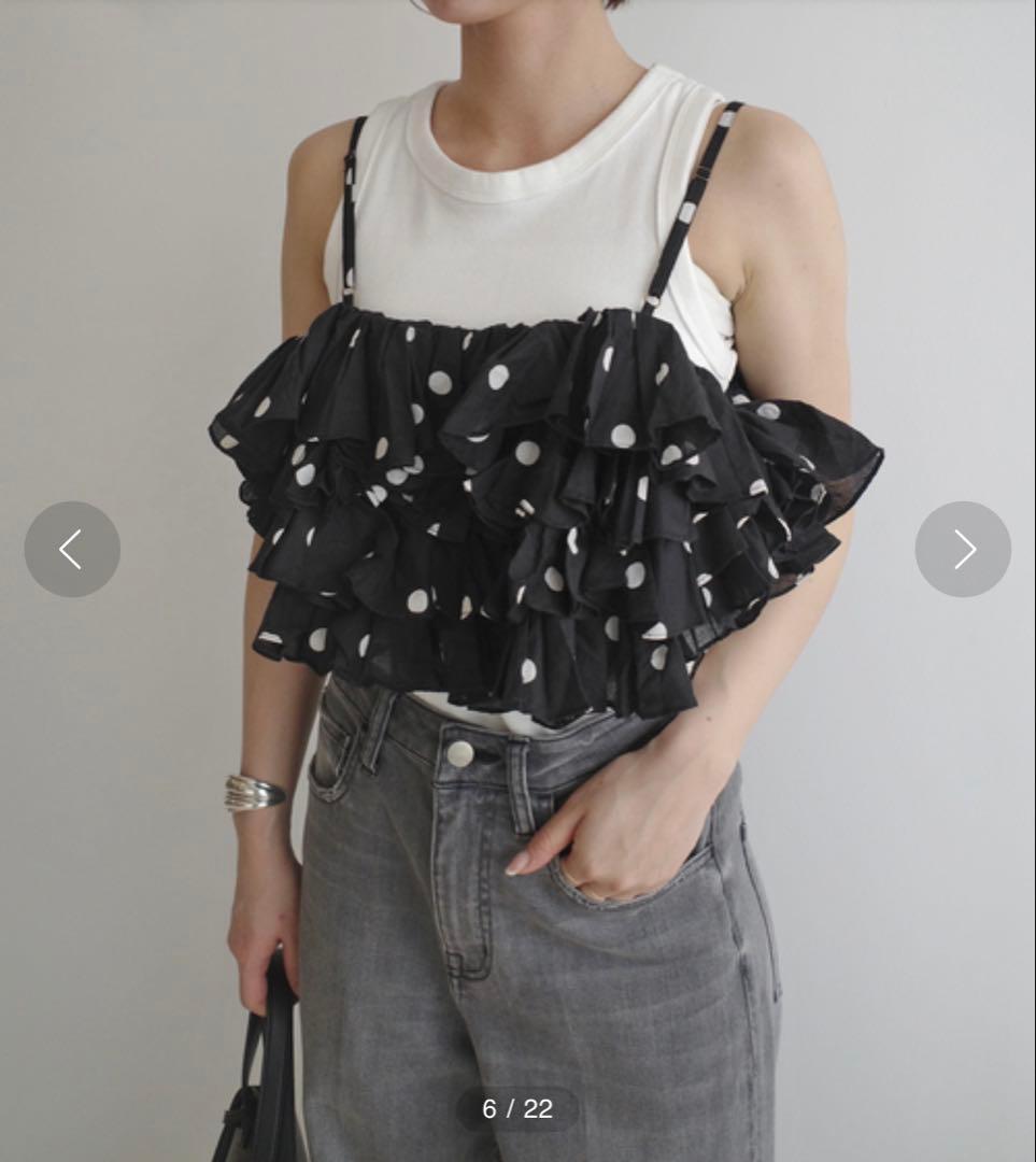 crinkle crinkle crinkle ドットフリルキャミソール