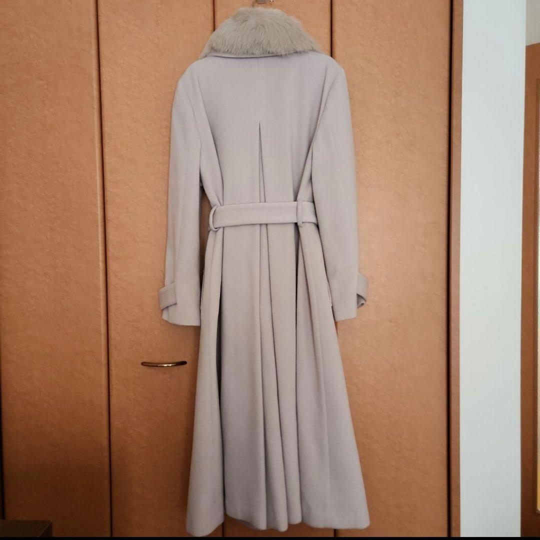 JUSGLITTY ファー付ベルテッドコート
