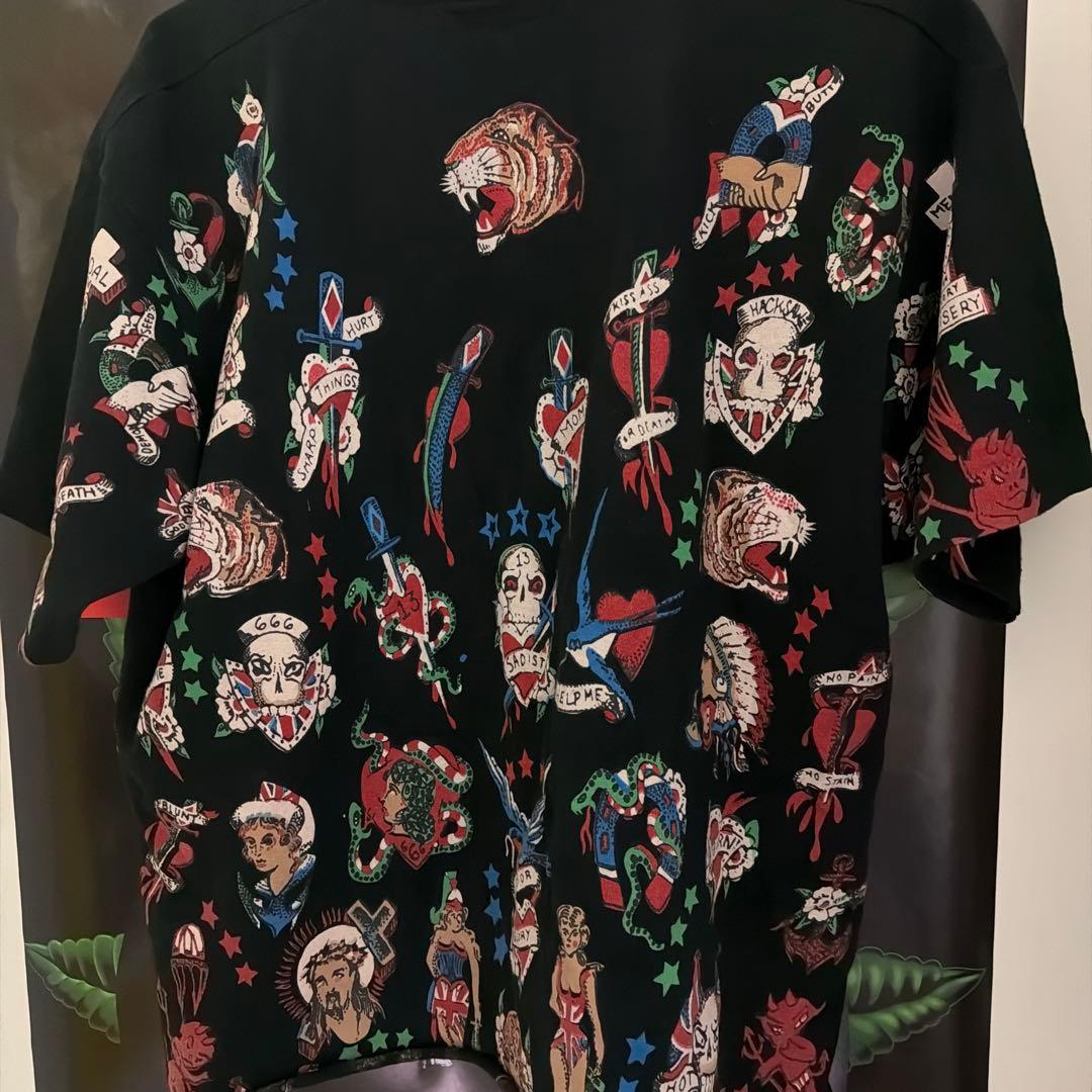 FRUIT OF THE LOOM タトゥー風プリント Tシャツ Lサイズ