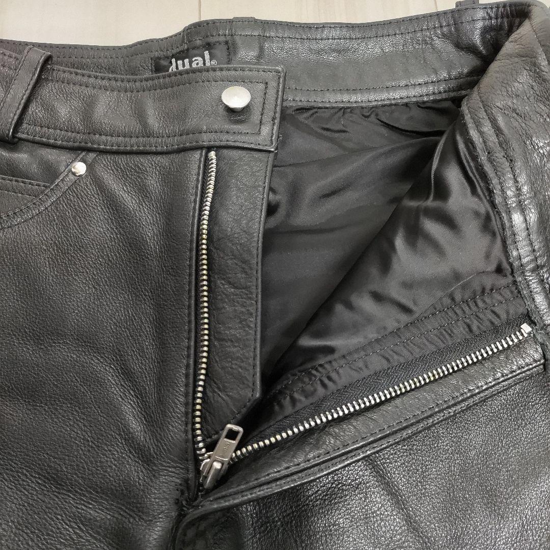 dual レザーパンツ本革 牛革 黒 30インチ