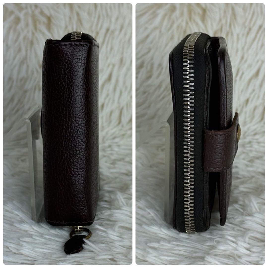人気モデル✨イルヴィゾンテ 折り財布 ラウンドジップ レザー ロゴ刻印 ブラウン