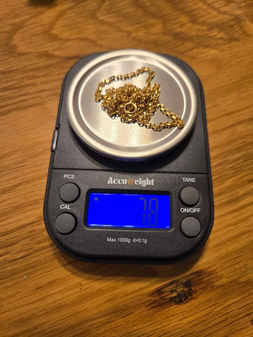 K18 小豆チェーン 46.5㎝ 約7.8g 幅2.2㎜