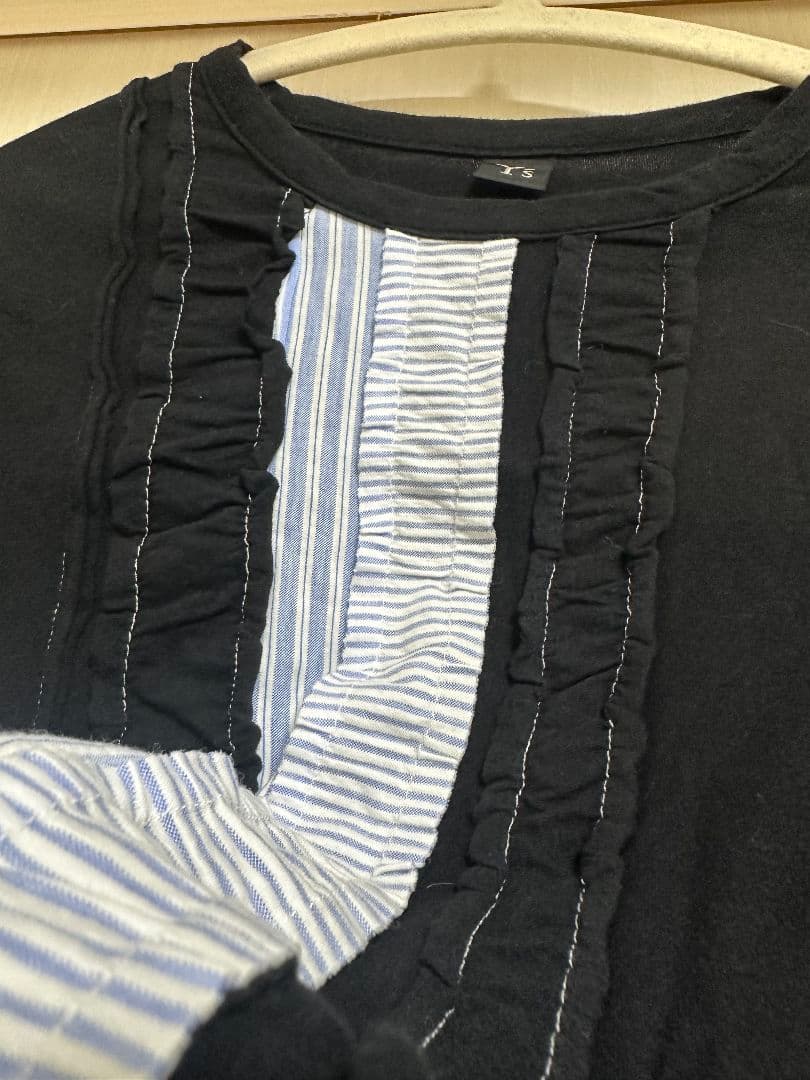 Y's ワイズ フリル切替 ストライプ カットソー Tシャツ ヨウジヤマモト2