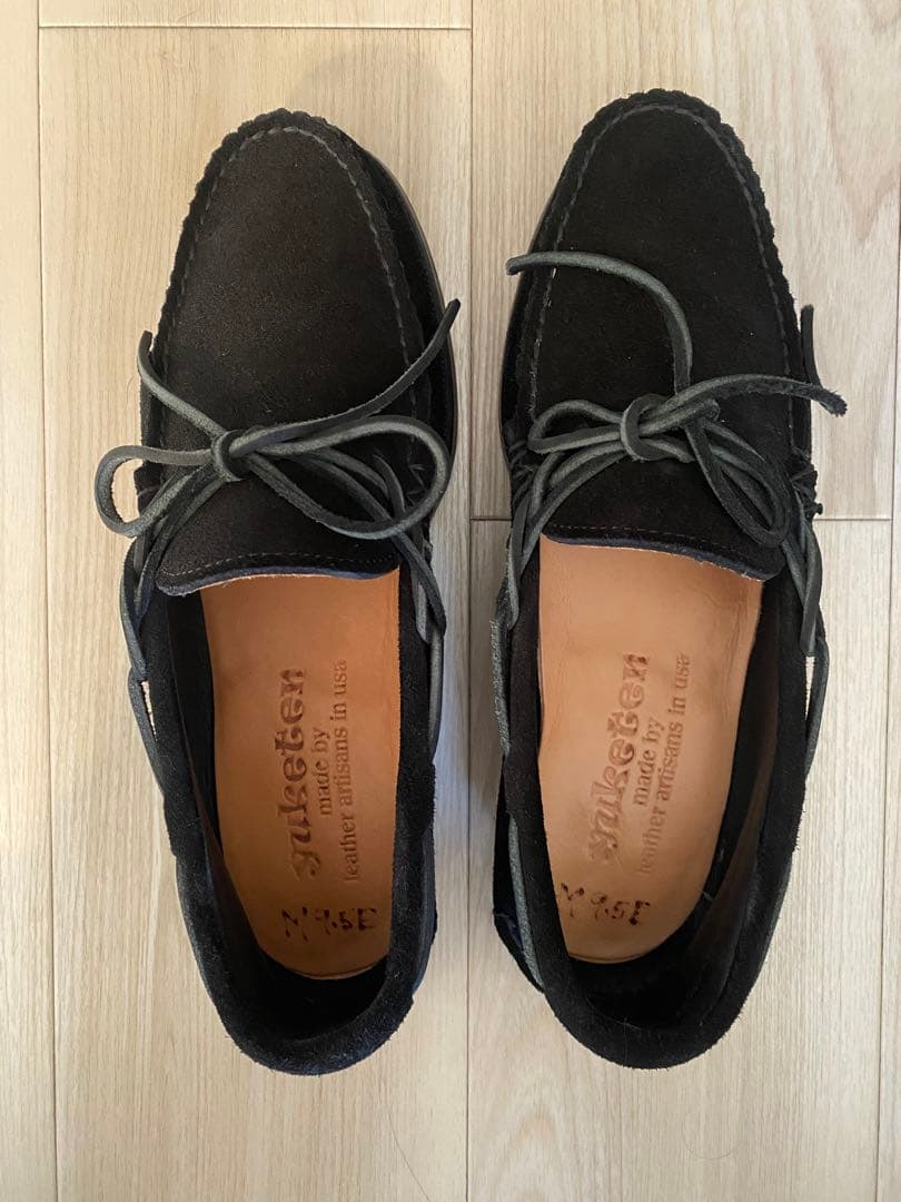 T*u様 yuketen ブラックスエード モカシンデッキシューズ　US9.5