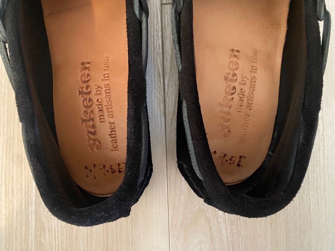 T*u様 yuketen ブラックスエード モカシンデッキシューズ　US9.5