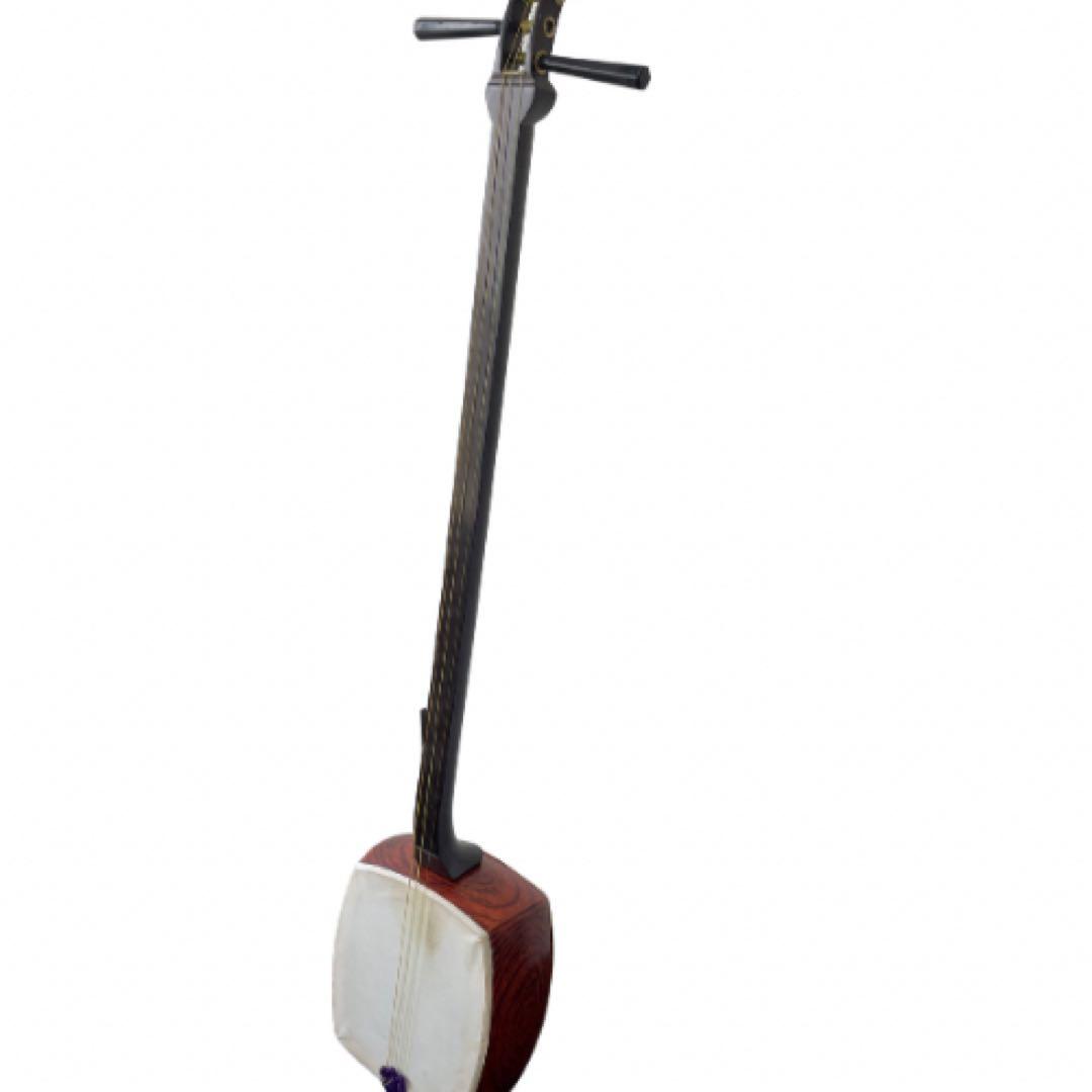 【皮良好】三味線 細棹 紫檀系 約94.5cm ケースなし 和楽器／現状品