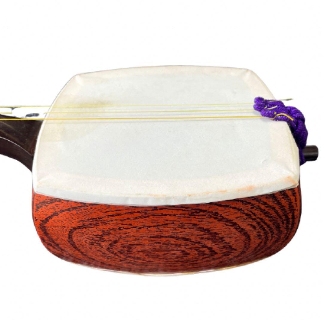 【皮良好】三味線 細棹 紫檀系 約94.5cm ケースなし 和楽器／現状品