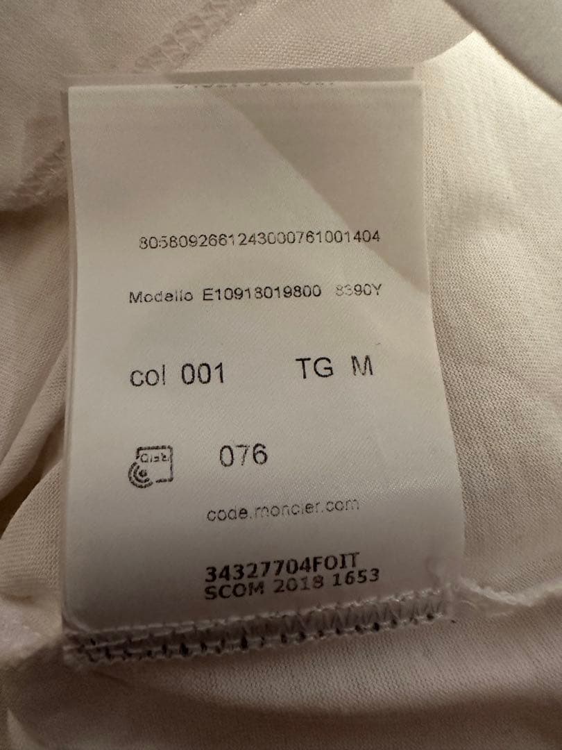 モンクレール　Tシャツ　ホワイト　白　サイズM 国内正規品