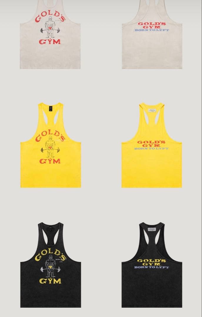 【完売品】LÝFT × GOLD'S GYM タンクトップ　イエロー　L