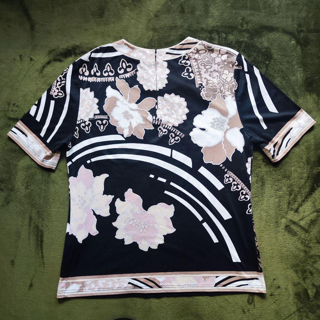 【未使用級】LEONARD レオナール 花柄 半袖カットソー 黒 38 Mサイズ