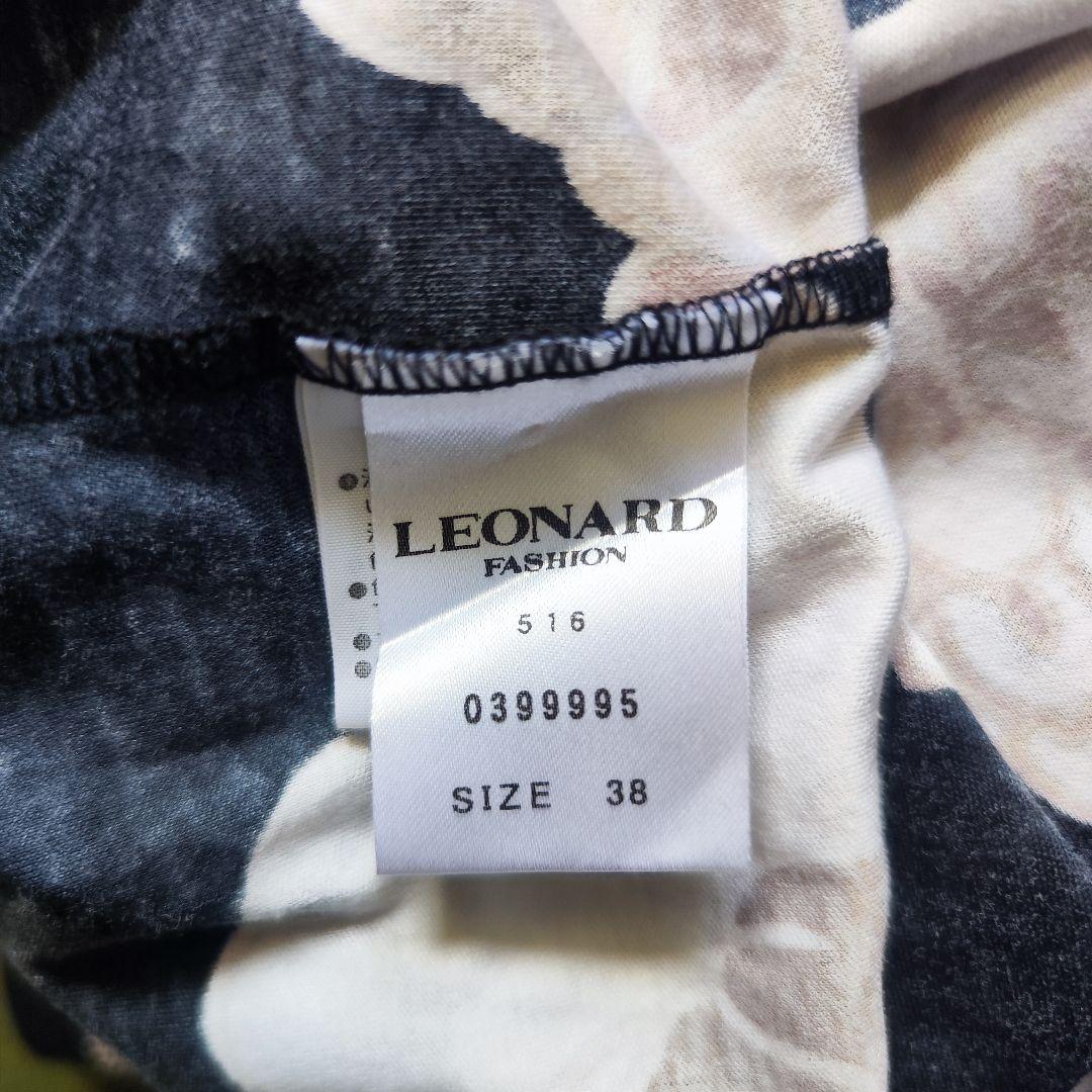 【未使用級】LEONARD レオナール 花柄 半袖カットソー 黒 38 Mサイズ