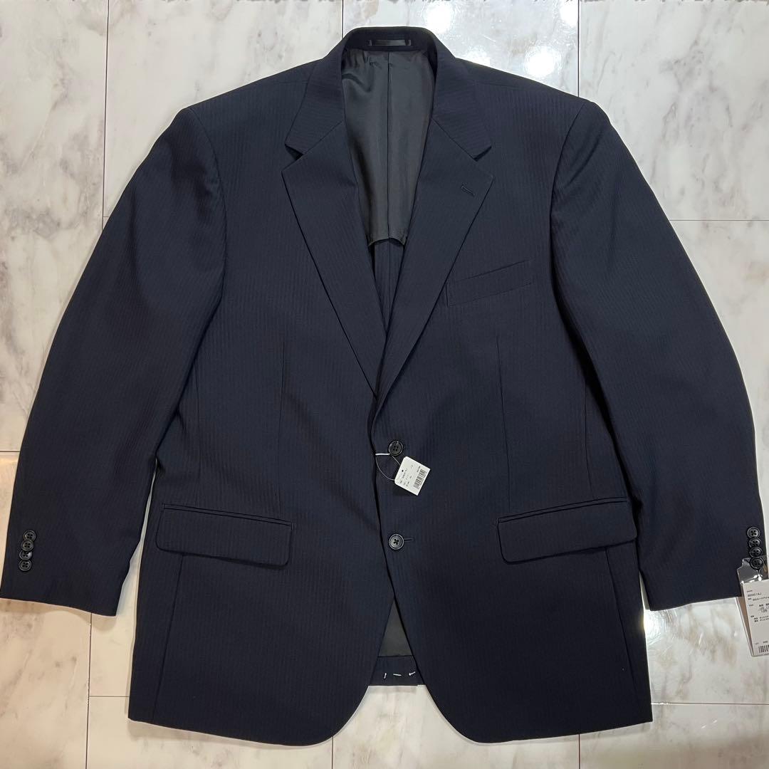 【新品✨】メンズ スーツ 4L ネイビー シャドーストライプ