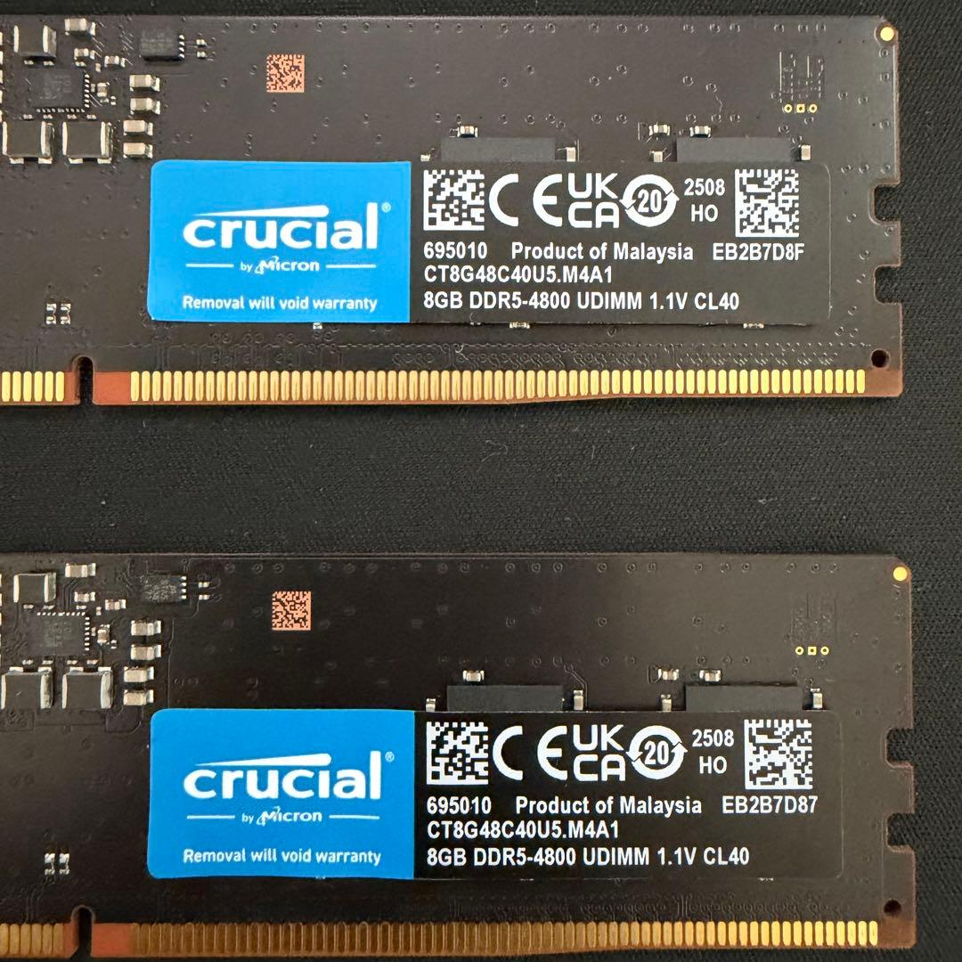 【動作確認済】Crucial DDR5-4800 8G x2 16Gキット