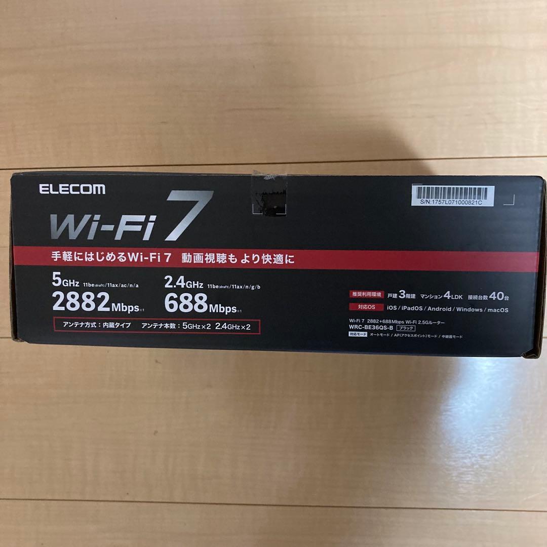 【超美品】ELECOM Wi-Fi 7 ルーター WRC-BE36QS-B