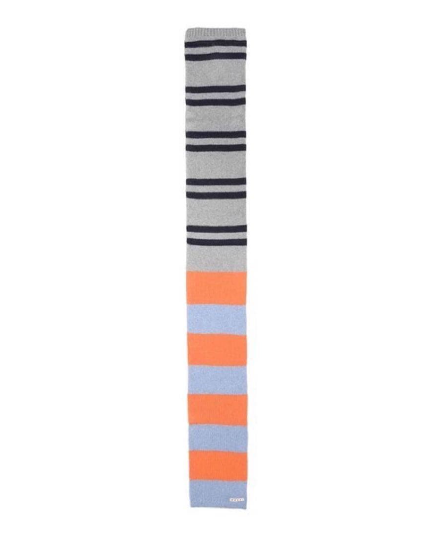MARNI カシミアブレンドワンポイントブランドロゴボーダーマフラー