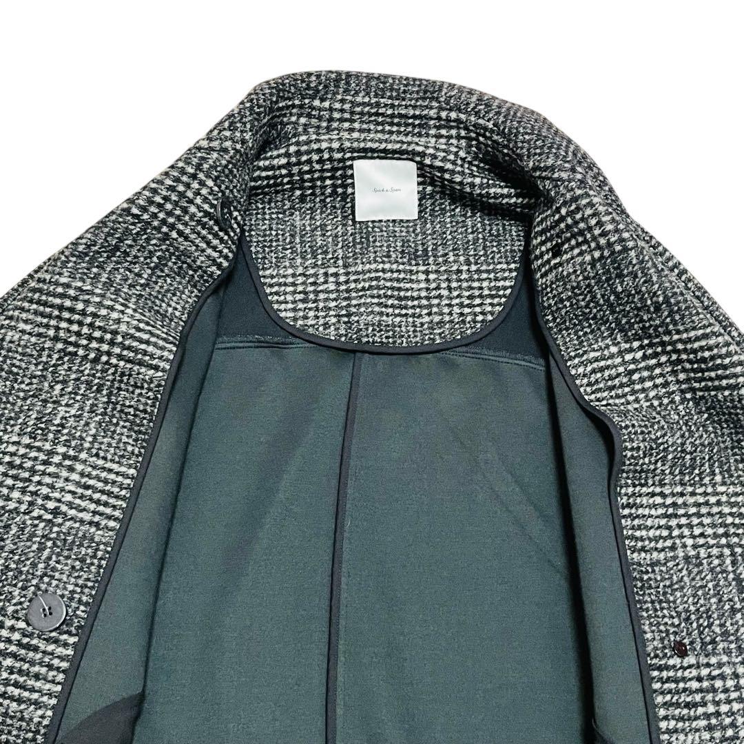 美品 24AW Spick & Span Wスライバーチェックハーフコート　38