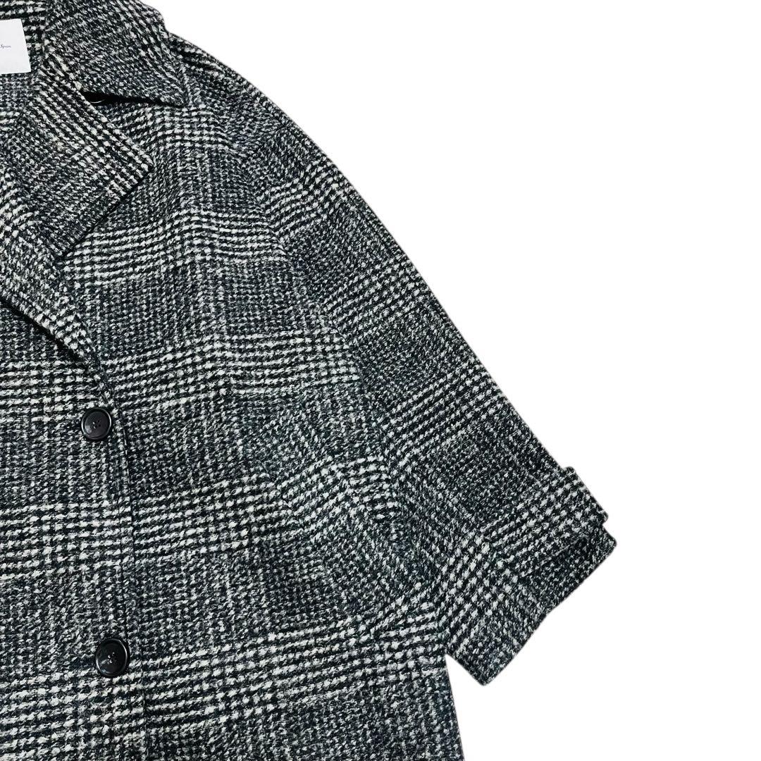 美品 24AW Spick & Span Wスライバーチェックハーフコート　38