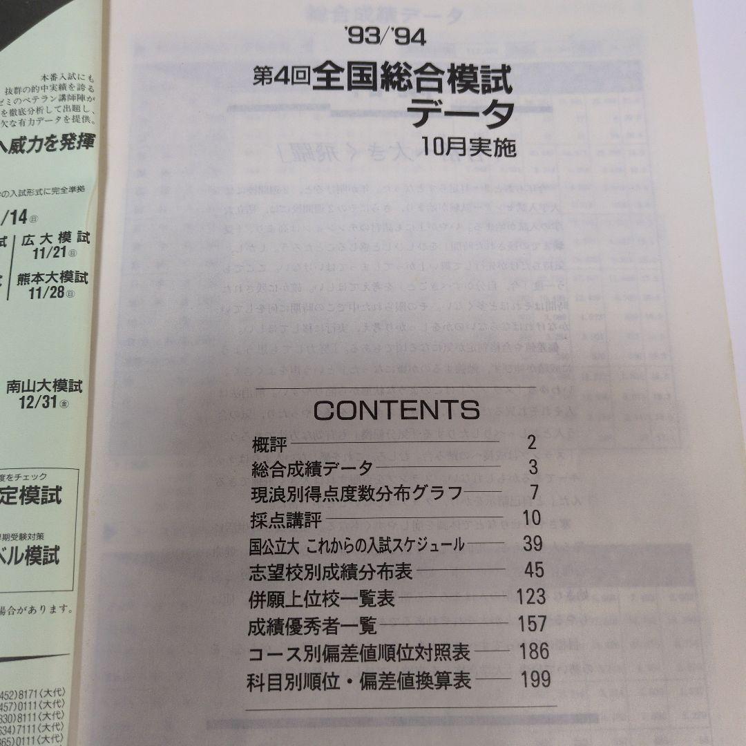 全国総合模試データ 1993/94
