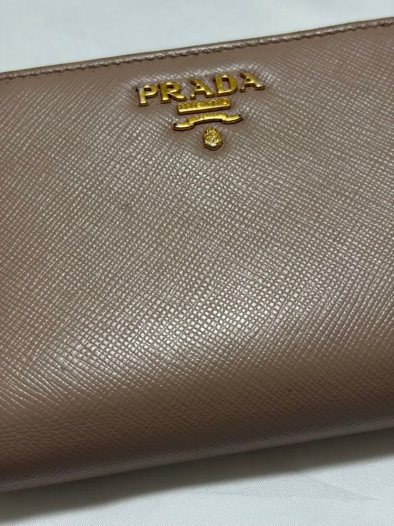 PRADA レディース 二つ折り財布 サフィアーノ ピンクベージュ