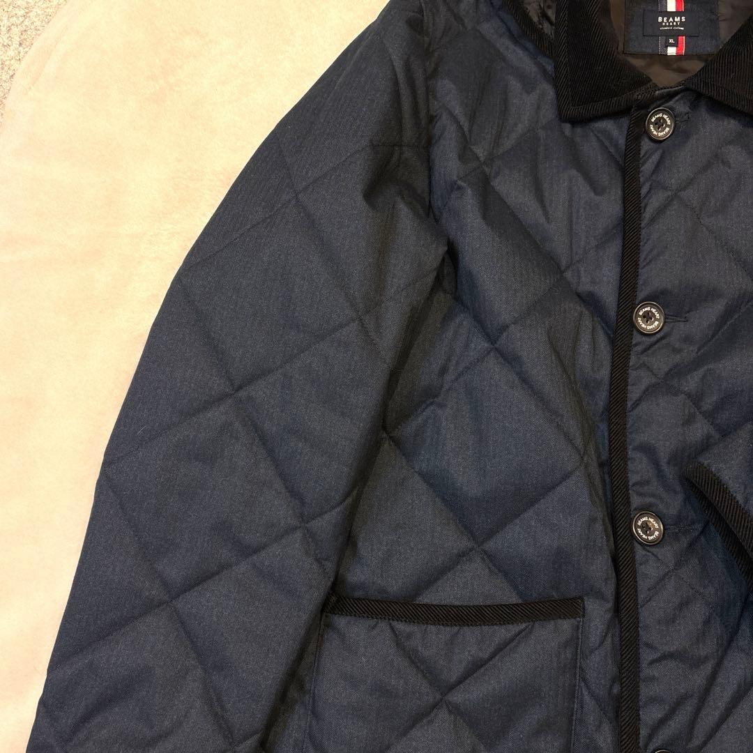 【美品】BEAMS HEART キルティングコートフード付き　ネイビ ー　XL