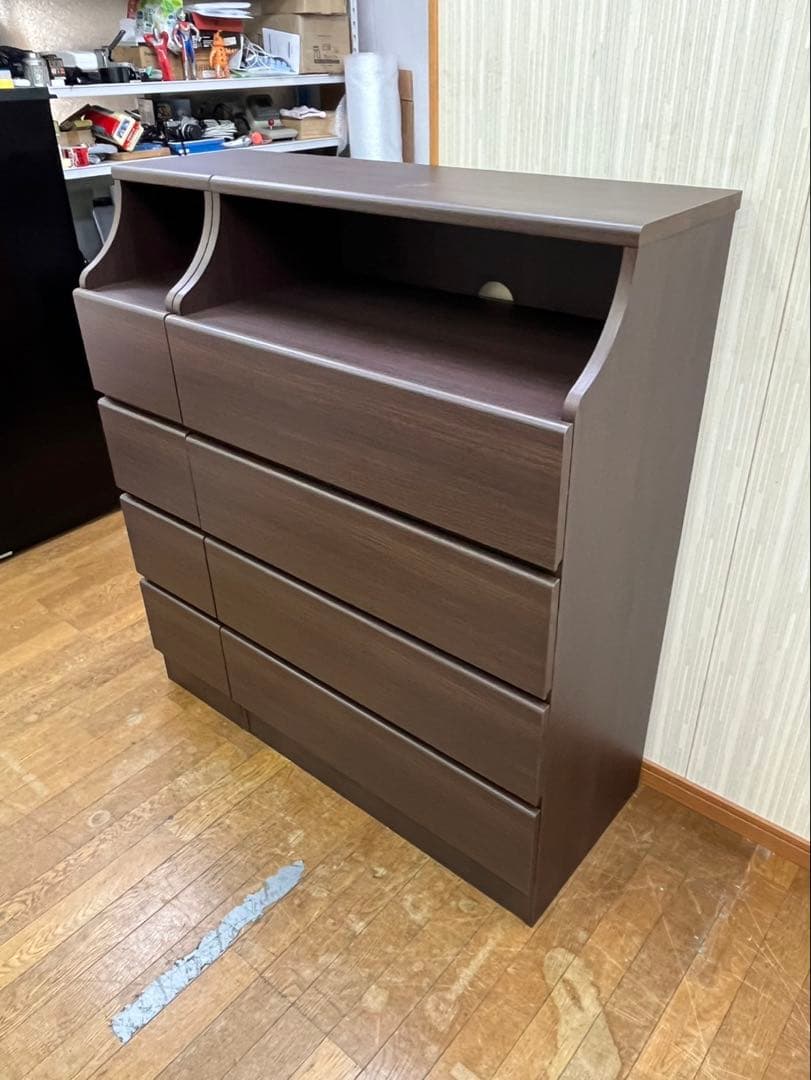特価 4段×2 木製 チェスト 棚付き 収納 家具