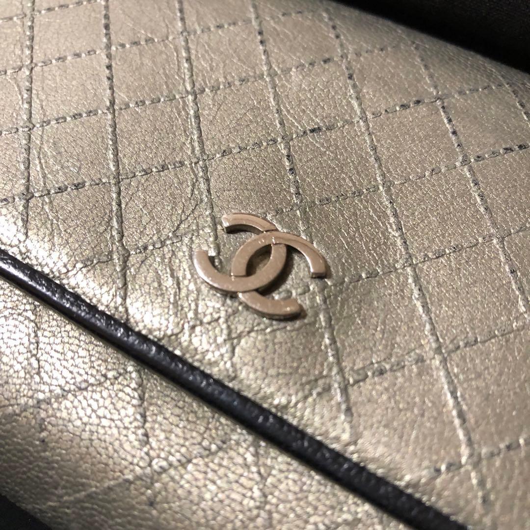 CHANEL シャネル　ビコローレ　二つ折り財布　ココマーク　シャンパンシルバー