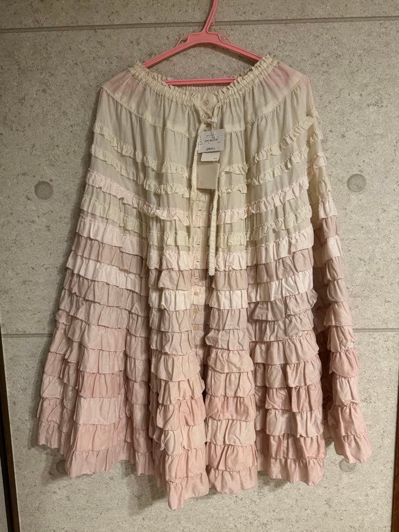 PINK HOUSE ピンクハウスフリル付きピンクグラデーションロングスカート