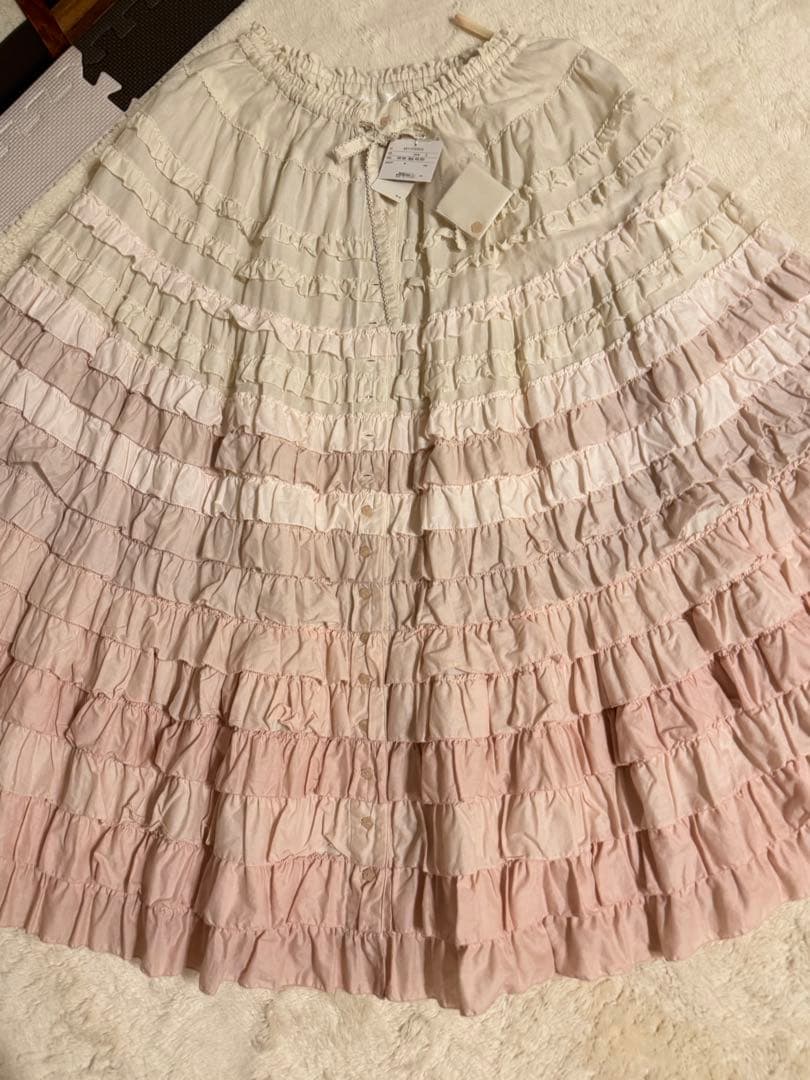 PINK HOUSE ピンクハウスフリル付きピンクグラデーションロングスカート