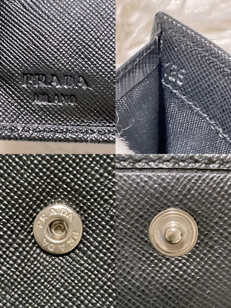 ♡美品♡PRADA プラダ 二つ折り財布 サフィアーノレザー 三角ロゴ ブラック