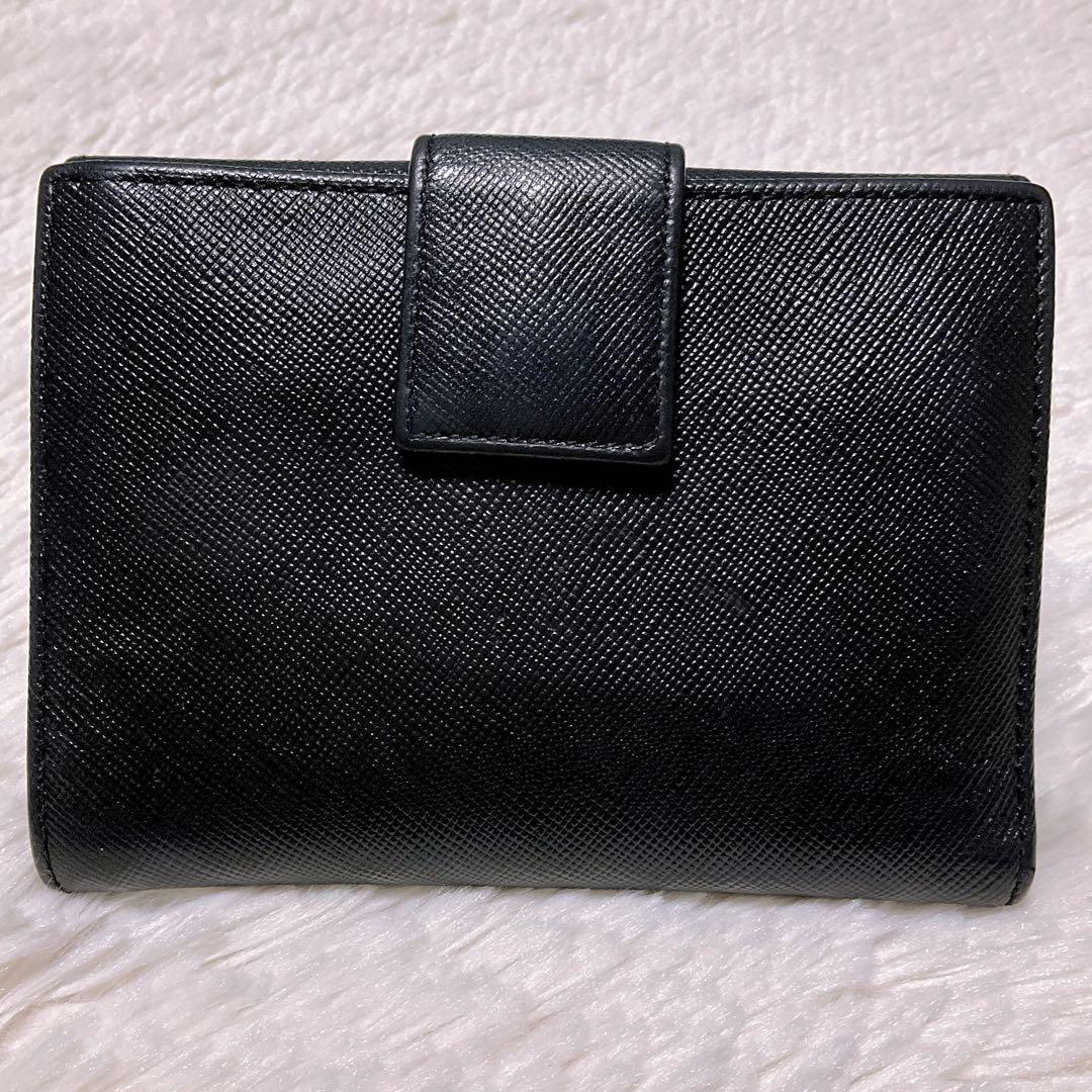 ♡美品♡PRADA プラダ 二つ折り財布 サフィアーノレザー 三角ロゴ ブラック
