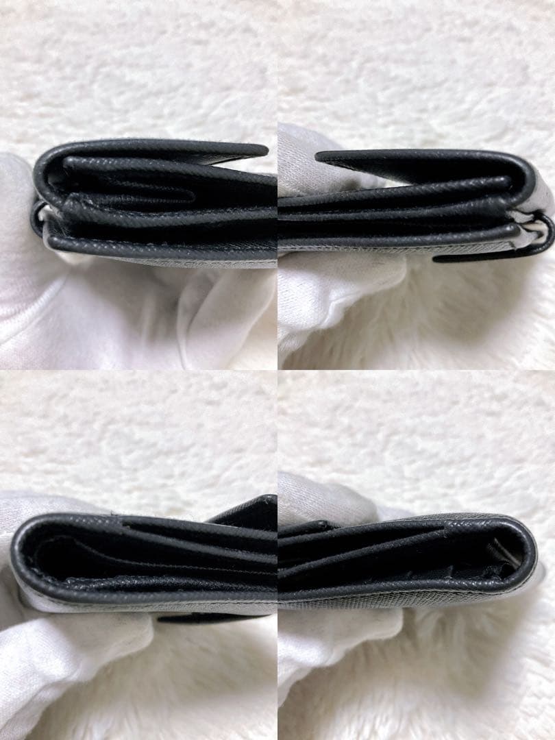 ♡美品♡PRADA プラダ 二つ折り財布 サフィアーノレザー 三角ロゴ ブラック