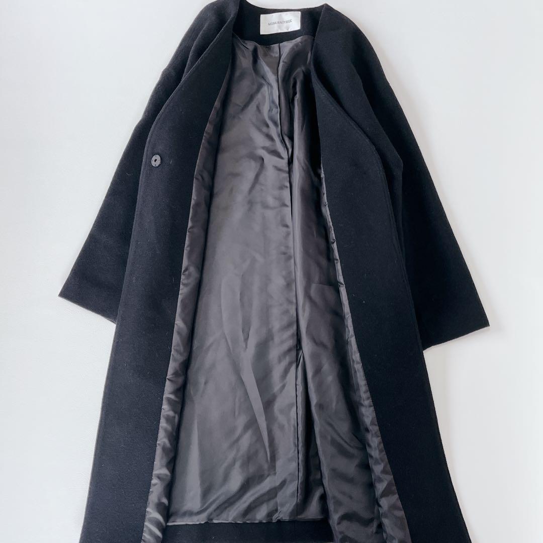 美品✨ナチュラルビューティベーシック　カシミヤ　アンゴラ　ノーカラーコート